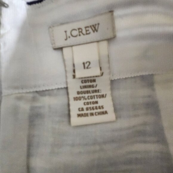J Crew Women Size 12 Blue Stripe Pleated Zip Back Cotton Blend Lined Midi Skirt - Picture 11 of 12